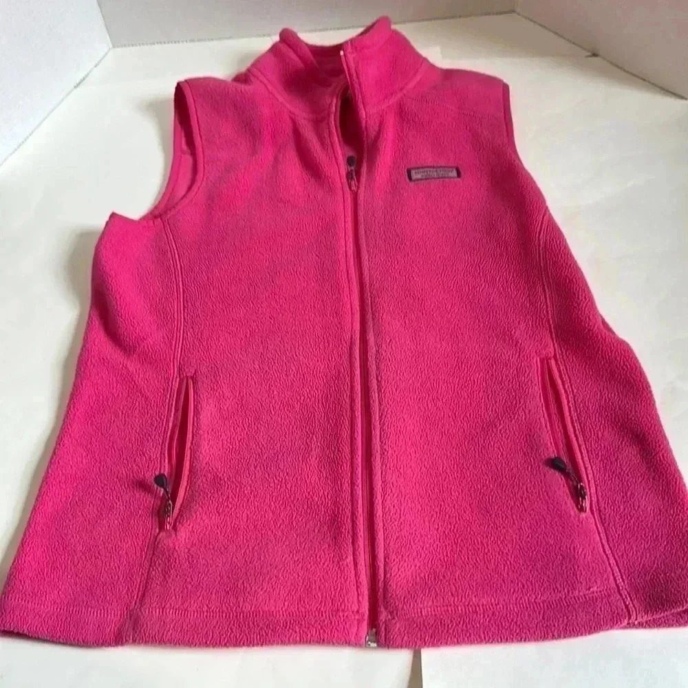 Vineyard Vines pink fleece zip up vest size medium